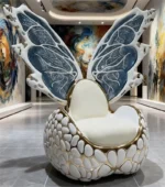 Modern Stainless Steel Armchair with Microfiber Leather - Gold - Image 3