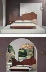 Velvet Fabric Modern King Size Bed with Tufted Headboard - Customizable Colors - Image 3