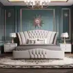 Genuine Leather King Size Bed with Big Headboard - Luxury White - Image 4
