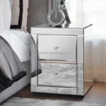 Modern European 3-Drawer Nightstand with Gold Mirrored Finish – MDF Wood Bedside Table with Glass Accents for Bedroom, Living Room, or Hotel-Inspired Decor - Image 3