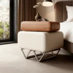 Nordic Style Bedroom Furniture Storage Nightstands – Easy to Clean Solid Wood Bedside Table with 2 Drawers and Stainless Steel Accents for Modern Bedrooms - Image 3