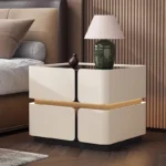 Modern Floating Smart Nightstand with Wireless Charging & LED Light – Solid Wood Bedside Table with 2 Drawers and Glass Top - Image 3