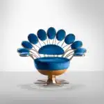 Velvet Fabric Leisure Chair with Gold Frame - Optional Colors - Image 4