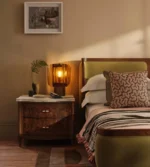 Luxurious Wooden Nightstand with Natural Marble Top – Two-Drawer Bedside Table for Bedroom, Living Room, or Home Office - Image 5