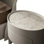 Modern Extendable Wooden Nightstand with Stainless Steel Accents – Contemporary Special-Shaped Bedside Table - Image 3