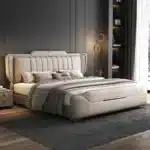 Microfiber Leather Modern Luxury Bed Frame with Customizable Options - Cream White - Image 3