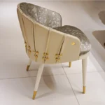 Modern Light Luxury Reclining Dining Chair – Wabi-Sabi Inspired Fabric Chair with Wooden Legs - Image 4