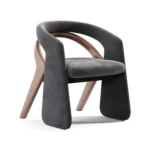 Italian Designer Dining Chair – Contemporary Fabric Seat with Gold Stainless Steel Legs - Image 2