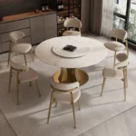 Luxury Italian Dining Chair – Contemporary Velvet & PU Upholstered Chair with Metal Legs - Image 4