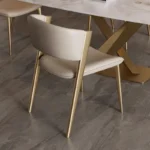 High Back Modern Luxury Dining Chair – Faux Leather Upholstered Revolving Chair with Metal Frame - Image 4