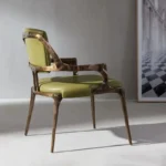 Italian Luxury Golden Brass Dining Chair – Modern Velvet Upholstered Designer Chair - Image 4