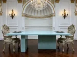 Modern Luxury Rectangular Jade Glass Dining Table – Custom Designer Glass Table - Image 4
