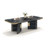 High-End Black and Gold Rectangular Dining Table – Contemporary Luxury Long Wood Table - Image 3