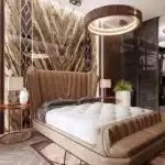 Solid Wood Contemporary Bed with Genuine Leather Upholstery - Customizable Luxury Design - Image 4