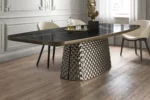 Contemporary Marble Rectangle Dining Table for 8 Guests with Metal Base for Stylish Interiors - Image 5