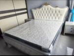 Genuine Leather King Bed with Big Headboard - White - Image 8