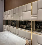 Microfiber Leather Modern Luxury Bed with Customization Options - Cream White - Image 4