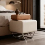 Nordic Style Bedroom Furniture Storage Nightstands – Easy to Clean Solid Wood Bedside Table with 2 Drawers and Stainless Steel Accents for Modern Bedrooms - Image 4