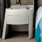 Modern Extendable Wooden Nightstand with Stainless Steel Accents – Contemporary Special-Shaped Bedside Table - Image 4