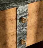 High-End Marble & Oak Burl Night Cabinet – Contemporary Luxury Bedside Storage with Three Drawers - Image 4
