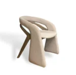 Italian Designer Dining Chair – Contemporary Fabric Seat with Gold Stainless Steel Legs - Image 4