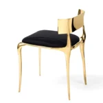 Italian Luxury Copper Dining Chair – Modern Designer Fabric Chair with Sculptural Metal Frame - Image 2
