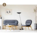 Nordic Light Luxury Leisure Chair – Solid Wood Living Room Accent Seat with Fabric Upholstery - Image 3