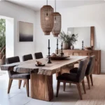 Modern Live Edge Walnut Dining Table Set – Natural Shape Solid Wood Commercial Furniture - Image 3