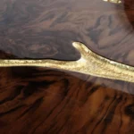 Italian Design 8-Seater Dining Table Set – Modern Gold Stainless Steel & Wood Luxury Furniture - Image 3