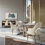 Luxury Modern Glass & Marble Dining Table with Solid Wood Frame - Image 2