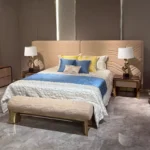 Eco-Friendly Solid Wood Modern Bed with Leather Upholstery - Customizable Color - Image 4