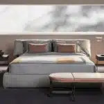 Fabric King Size Soft Bed with Adjustable Height - Modern Birch Wood - Image 4