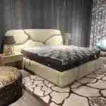 Leather Modern King Size Bed with Customizable Features - Beige