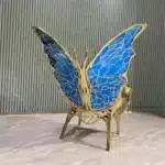 Microfiber Leather Butterfly Accent Lounge Chair with Stainless Steel Base - Gold - Image 3