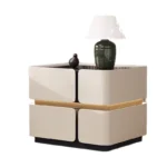 Modern Floating Smart Nightstand with Wireless Charging & LED Light – Solid Wood Bedside Table with 2 Drawers and Glass Top - Image 5