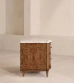 Luxurious Wooden Nightstand with Natural Marble Top – Two-Drawer Bedside Table for Bedroom, Living Room, or Home Office - Image 3