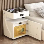 Smart Multifunctional Bedside Table with Built-In Safe – Modern Luxury Nightstand with LED & Wireless Charging