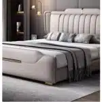Microfiber Leather Modern Luxury Bed Frame with Customizable Options - Cream White - Image 5