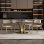 Luxury Italian Dining Chair – Contemporary Velvet & PU Upholstered Chair with Metal Legs - Image 2