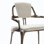 Italian Luxury Golden Brass Dining Chair – Modern Velvet Upholstered Designer Chair - Image 6