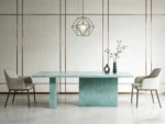 Modern Luxury Rectangular Jade Glass Dining Table – Custom Designer Glass Table - Image 6