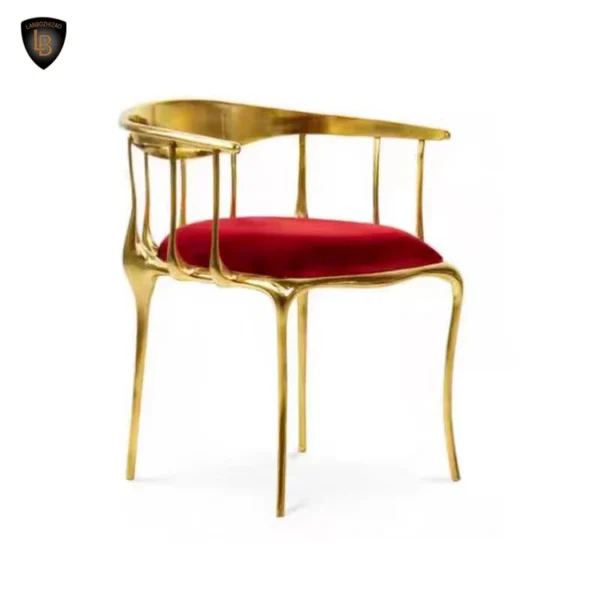 Italian-Inspired Red Velvet Dining Chairs – Luxury Metal Frame Accent Seating for Modern Interiors