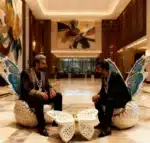 Modern Stainless Steel Armchair with Microfiber Leather - Gold - Image 6