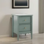 Modern Blue Solid Wood Nightstand with 2 Drawers – Contemporary Bedroom Bedside Table for Apartment & Home - Image 6