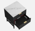 Modern Nordic Rattan Nightstand with Built-In Charging Station – Compact Bedroom Side Table with USB Ports and Storage Drawer for Living Room, Entryway, or Apartment - Image 5