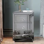 Modern European 3-Drawer Nightstand with Gold Mirrored Finish – MDF Wood Bedside Table with Glass Accents for Bedroom, Living Room, or Hotel-Inspired Decor - Image 6