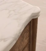 Luxurious Wooden Nightstand with Natural Marble Top – Two-Drawer Bedside Table for Bedroom, Living Room, or Home Office - Image 2