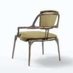 Italian Luxury Golden Brass Dining Chair – Modern Velvet Upholstered Designer Chair - Image 2