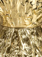 Modern Italian Light Luxury Dining Table – Striped Marble Top with Polished Metal Base - Image 4