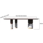 Wooden Top Dining Table with Natural Marble Base – 6ft Modern Dining Table - Image 6